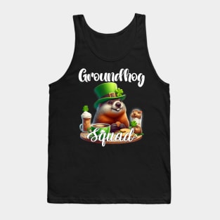 Funny Groundhog Squad Happy Groundhog St Patricks 2024 Tank Top